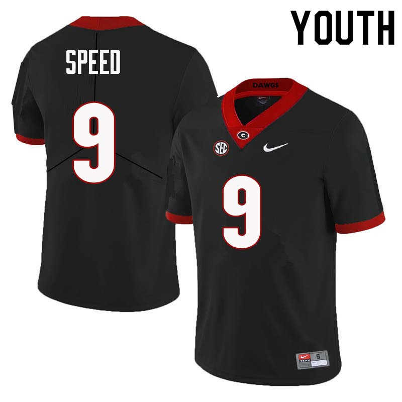 Youth Georgia Bulldogs #9 Ameer Speed College Football Jerseys Sale-Black - Click Image to Close